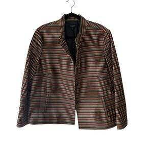 Talbots Blazer Womens 22WP Striped Two Button Lined Cotton Blend Jacket Plus Siz